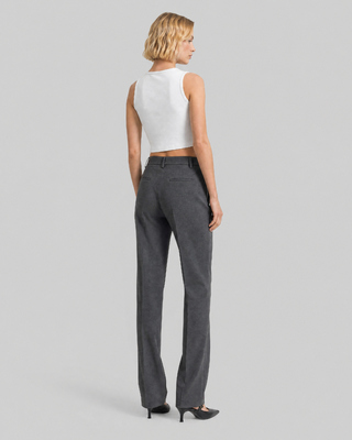Gray wool-blend flared suit pants