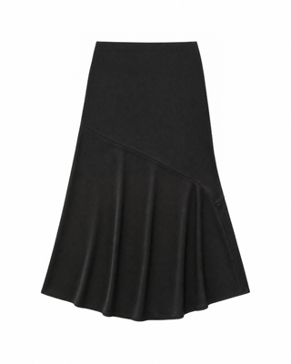 Satin midi skirt with a black and gold chain