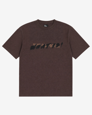 What is brown denim patch t-shirt