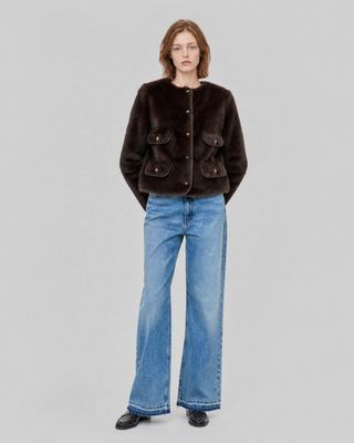 Brown faux fur jacket