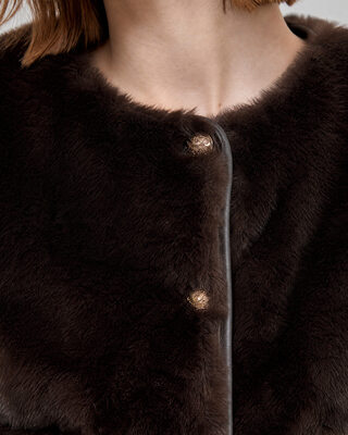 Brown faux fur jacket