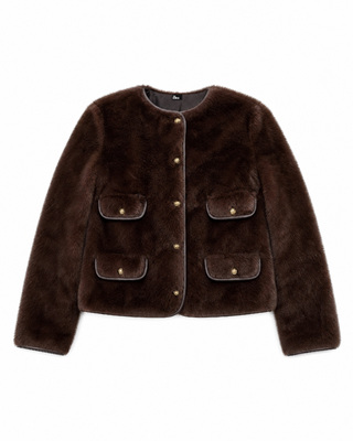 Brown faux fur jacket