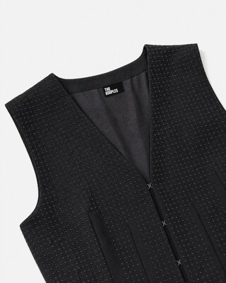 Black Rhinestone-Embellished Wool-Blend Cardigan