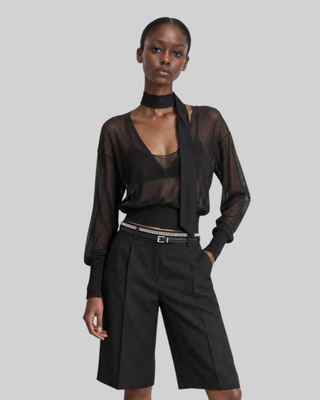 Black Sweater with a Lavalli&egrave;re Neckline
