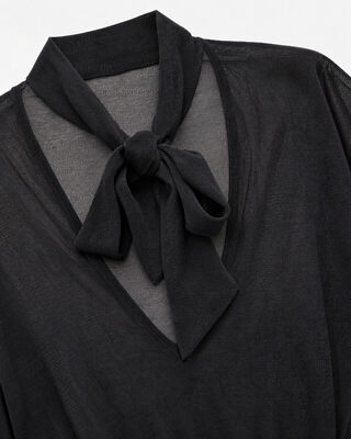 Black Sweater with a Lavalli&egrave;re Neckline