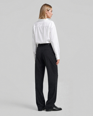 Straight-leg black wool-blend suit pants