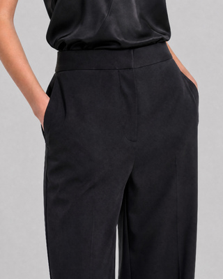Wide-leg black satin pants