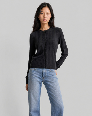 Black Long-Sleeve Cotton Top