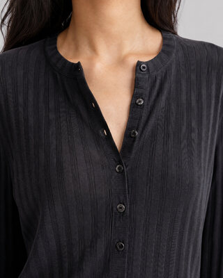 Black Long-Sleeve Cotton Top