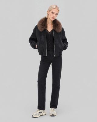 Black Jacket with Faux Fur Collar