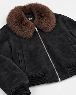 Black Jacket with Faux Fur Collar