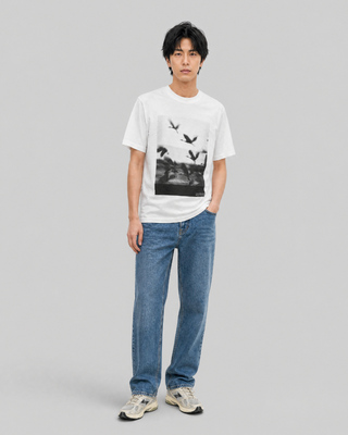 Straight-leg jeans in medium blue wash