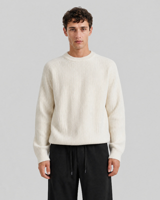 Ecru Wool Crew-Neck Sweater