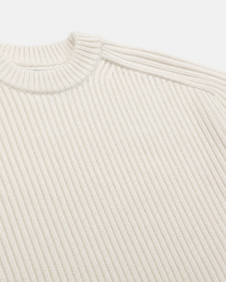 Ecru Wool Crew-Neck Sweater