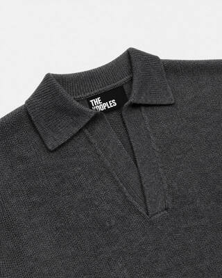 Gray wool polo-neck sweater