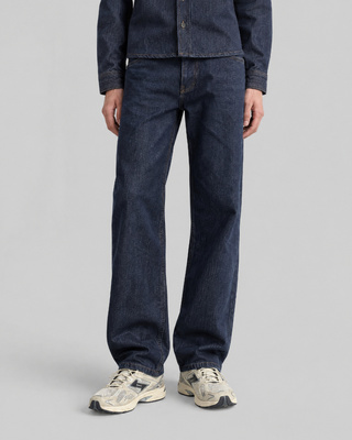 Straight-leg raw denim jeans in blue
