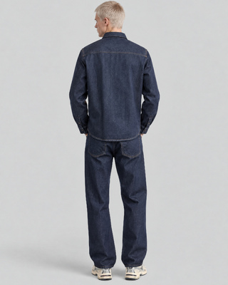 Straight-leg raw denim jeans in blue