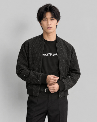 Black Teddy Jacket with Rhinestones