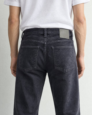 Straight-leg navy velvet jeans