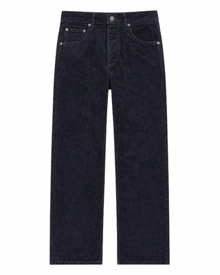 Straight-leg navy velvet jeans