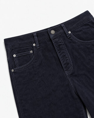 Straight-leg navy velvet jeans