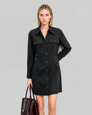 Black wool-blend mini dress