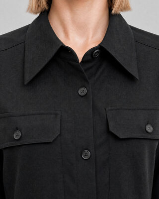 Black wool-blend mini dress