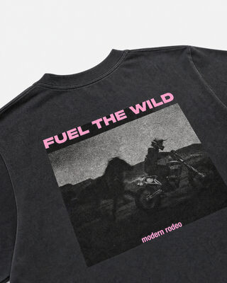 Black screen-printed T-shirt