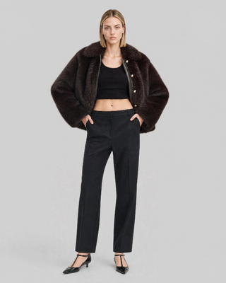 Burgundy faux fur coat