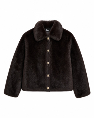 Burgundy faux fur coat