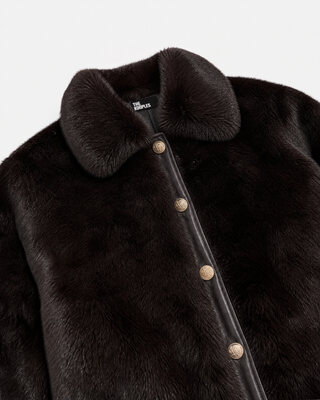 Burgundy faux fur coat