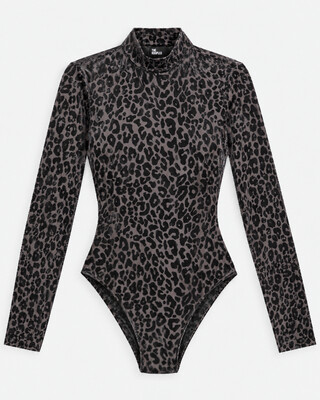 Black leopard-print bodysuit