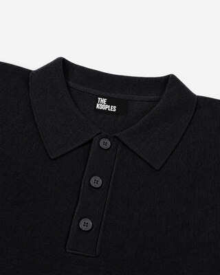 Black Merino Wool Polo Neck Sweater