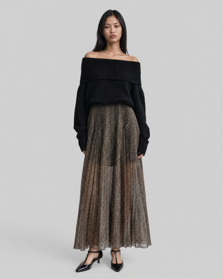 Off-the-shoulder merino wool sweater