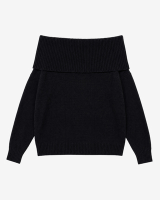 Off-the-shoulder merino wool sweater