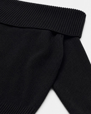 Off-the-shoulder merino wool sweater