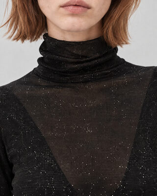 Black Rhinestone-Embellished Knit Top