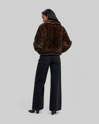 Leopard-print faux fur jacket