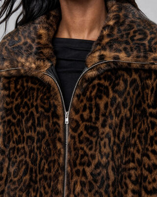 Leopard-print faux fur jacket