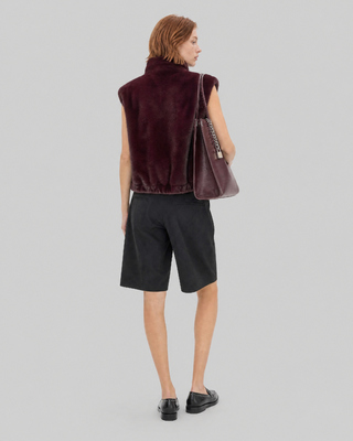 Burgundy faux fur sleeveless jacket