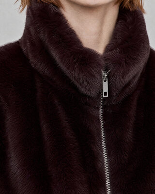 Burgundy faux fur sleeveless jacket
