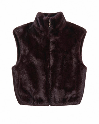 Burgundy faux fur sleeveless jacket