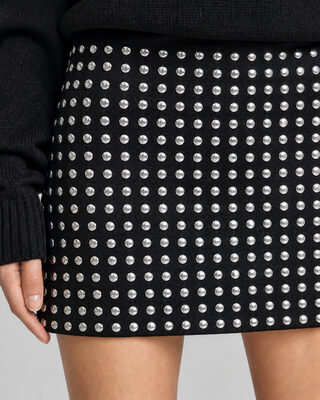 Black Short Skirt with Studs