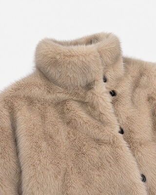 Reversible beige and black faux fur coat