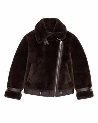 Brown faux fur bomber jacket