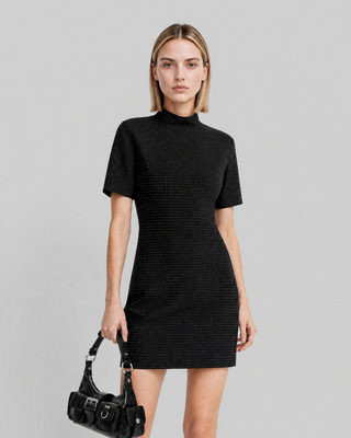Black Short Rhinestone Dress