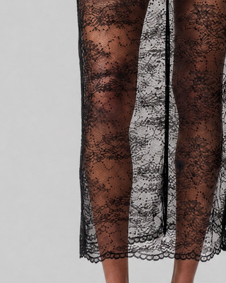 Black lace midi skirt with rhinestones