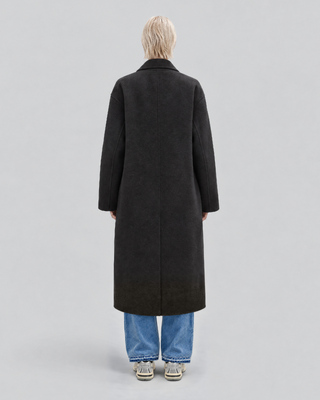 Black reversible wool-blend coat