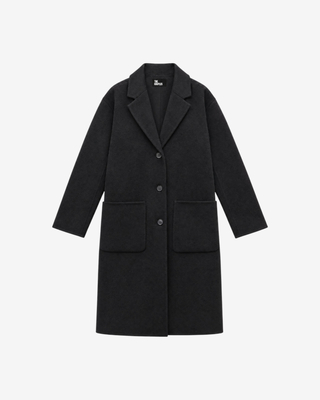 Black reversible wool-blend coat