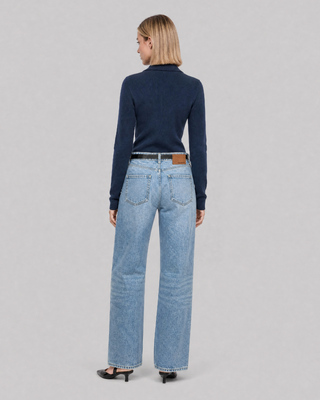 Navy merino wool ribbed sweater